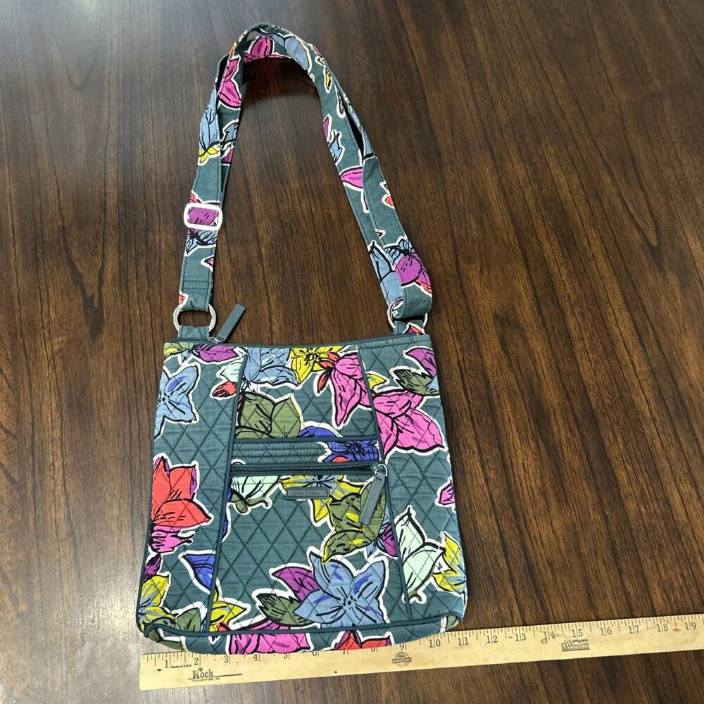 Vera Bradley Green Falling Flowers Hipster Crossbody